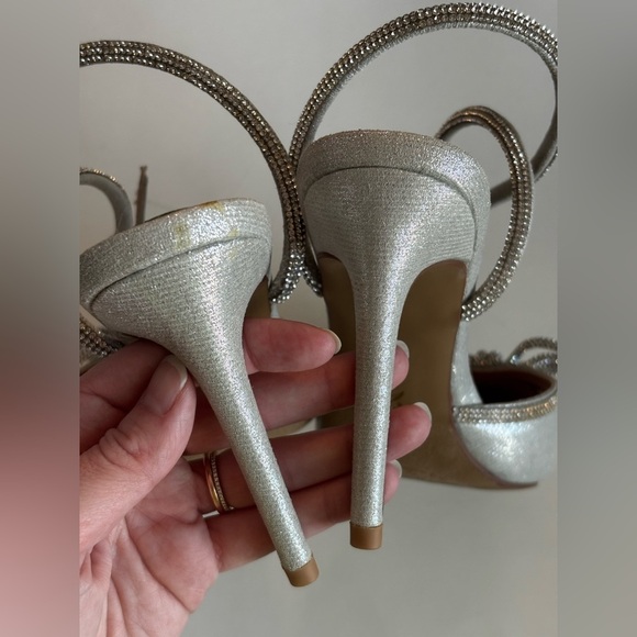 BCBG diamond sparkle bow satin heel pumps - Picture 5 of 8